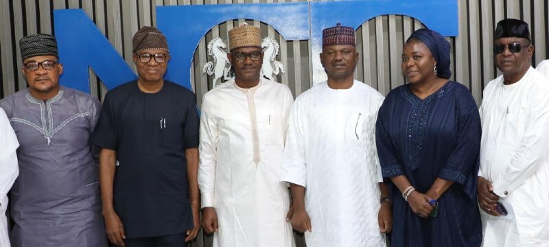*  L-R: JohnMichaels Mbanefo, Head, Media and Publicity, National Commission for Persons with Disabilities (NCPWD); Soji Adewale, Director, Planning, Research and Statistics, NCPWD; Usman Malah, Director, Human Capital and Administration, NCC; James Lalu, Executive Secretary, NCPWD; Hafsat Lawal, Head, Human Capital, NCC and Mohammed Baba, Director, Accessibility, NCPWD during  a courtesy visit by the NCPWD management to NCC in Abuja recently.  