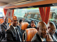 * Photo of Kenya’s new President, William Ruto, Tanzania’s President Samia Suluhu and other African leaders riding in a bus to attend Queen Elizabeth II’s state reception in the United Kingdom on Monday.