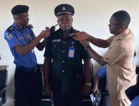 * L-R: The Edo State Commissioner of Police,  Adamu Dankwara and the Deputy Governor of the state, Hon. Philip Shuaibu, during the decoration of Mr Otoagua with his new rank of Chief Superintendent of Police (CSP), in Benin, on Wednesday.