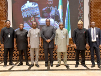 NCDMB, One Family: Engr. Felix Omatsola Ogbe, Executive Secretary, NCDMB with management and staff of the Board after the Q1, 2024  Staff Town Hall Meeting held at the NCDMB Conference Center on Tuesday.