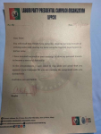 *  Okupe's purported resignation letter as Peter Obi's Campaign DG
