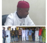  *  The Aboh Mbaise Youth Advocate Leaders during their meeting with Dr Ugorji Okechukwu Ugorji, Imo State Commissioner for Homeland Security and Vigilante Affairs, on Monday.